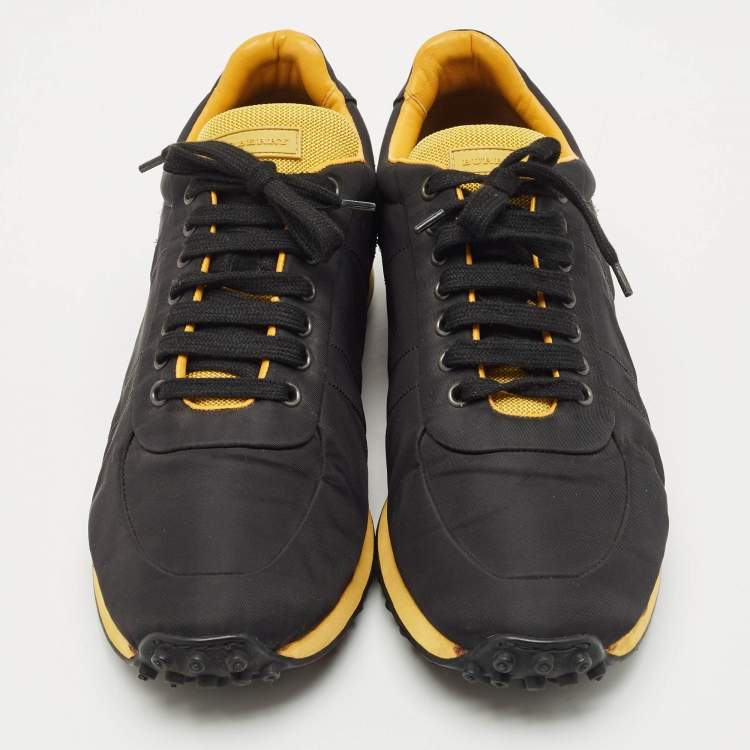 Pre Owned Burberry Black/Yellow Nylon and Suede Low Top Sneakers Size 43