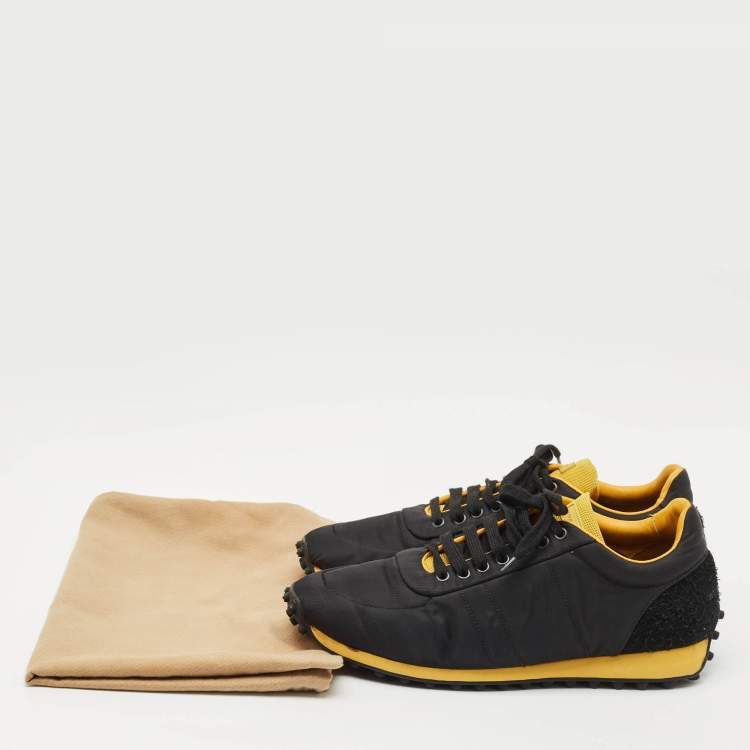 Pre Owned Burberry Black/Yellow Nylon and Suede Low Top Sneakers Size 43