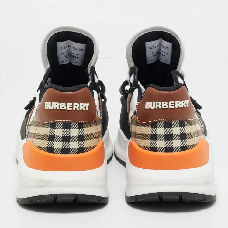 Pre Owned Burberry Multicolor Canvas and Leather Ramsey Low Top Sneakers Size 44