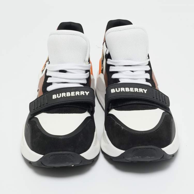 Pre Owned Burberry Multicolor Canvas and Leather Ramsey Low Top Sneakers Size 44