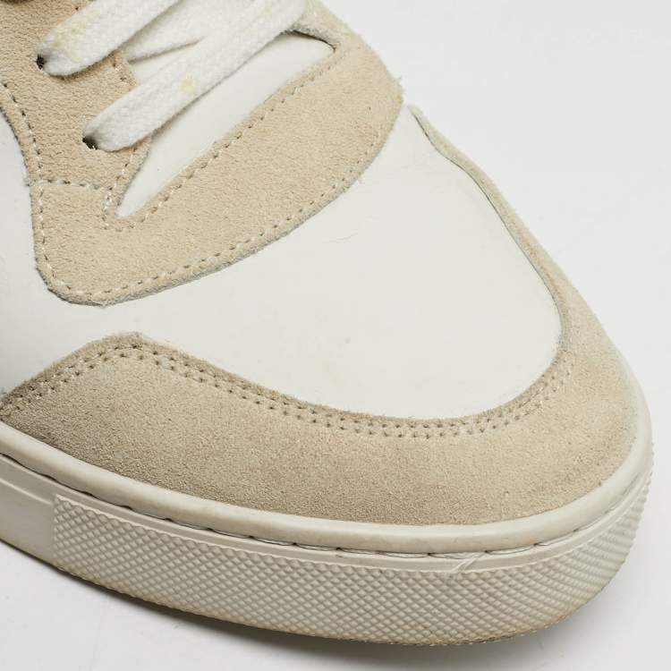 Pre Owned Burberry Check Size 42 White/Grey Canvas and Leather Lace Up Sneakers