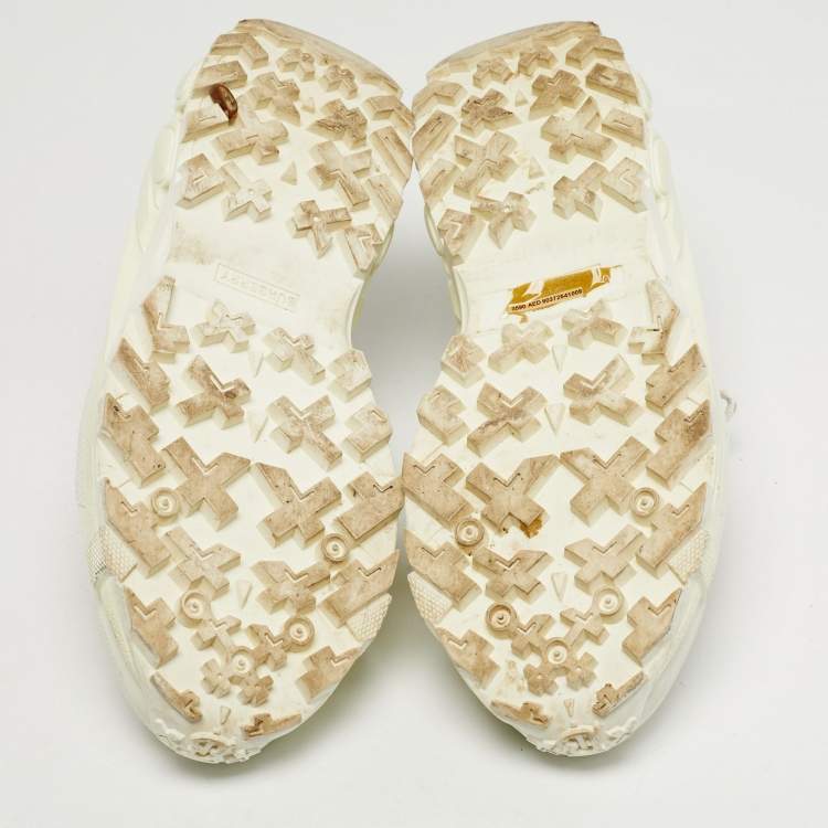 مملوكة مسبقًا Burberry Arthur Size 43 White/Beige House Check Fabric and Rubber Lace Up Sneakers