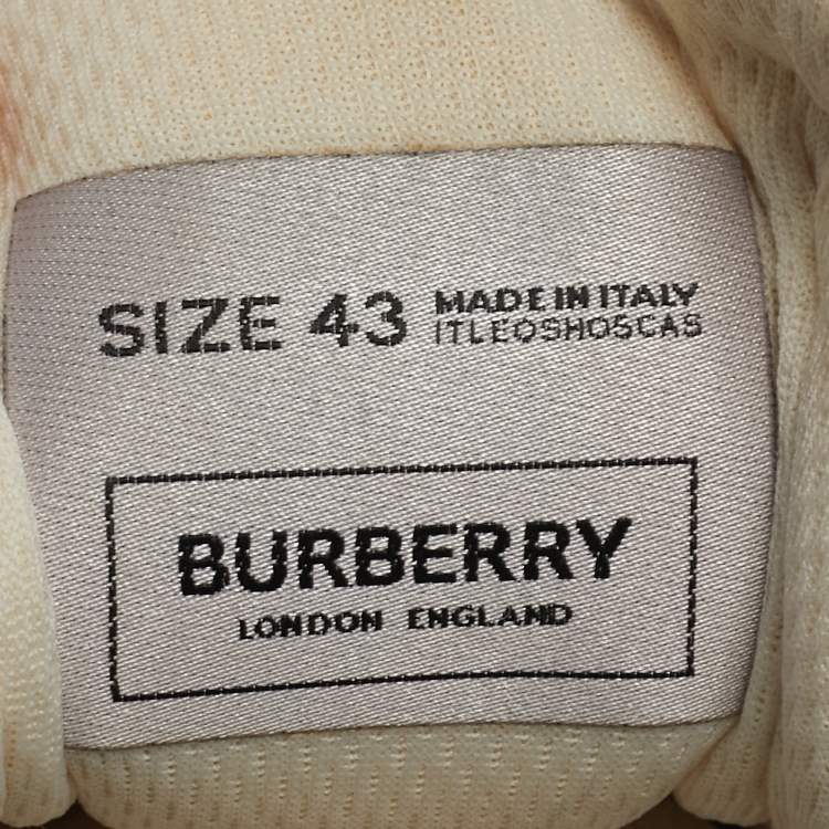 مملوكة مسبقًا Burberry Arthur Size 43 White/Beige House Check Fabric and Rubber Lace Up Sneakers