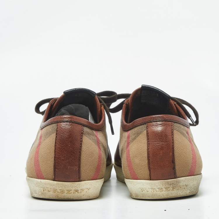 Pre Owned Burberry Nova Check Size 43 Brown Canvas and Leather Low Top Sneakers