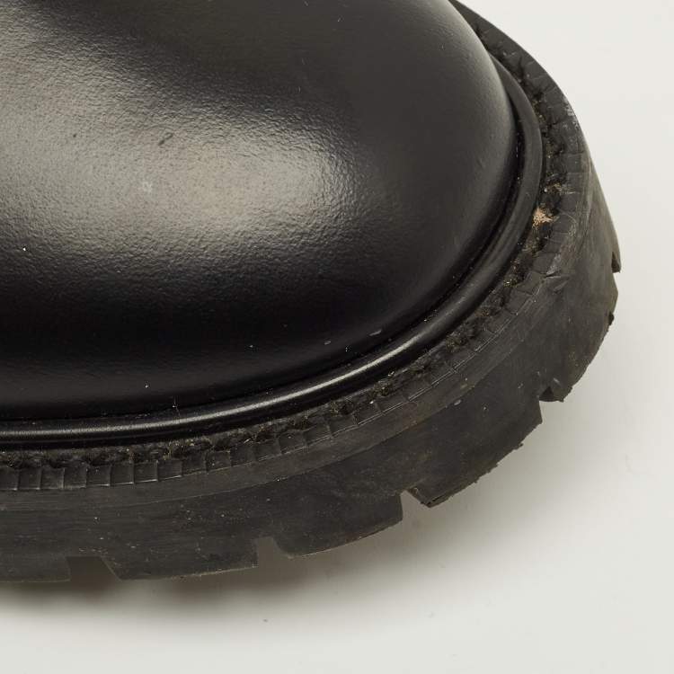 Pre Owned Burberry Allostock Size 40 Black Elastic and Leather Ankle Length Boots