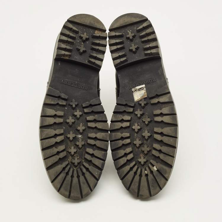 Pre Owned Burberry Allostock Size 40 Black Elastic and Leather Ankle Length Boots