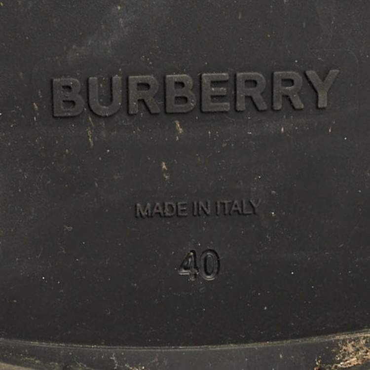 Pre Owned Burberry Allostock Size 40 Black Elastic and Leather Ankle Length Boots