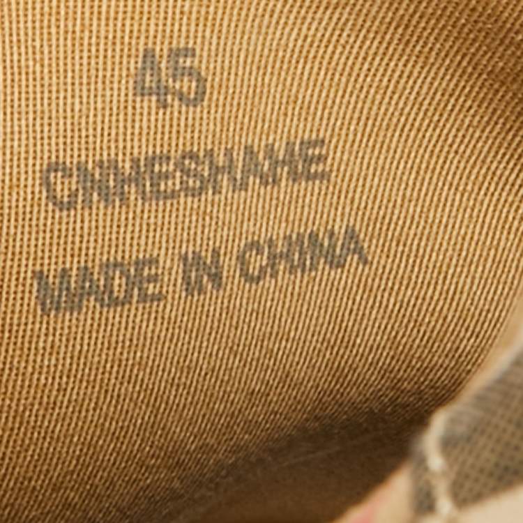 Pre Owned Burberry Check Size 45 Beige Canvas Lace Up Sneakers