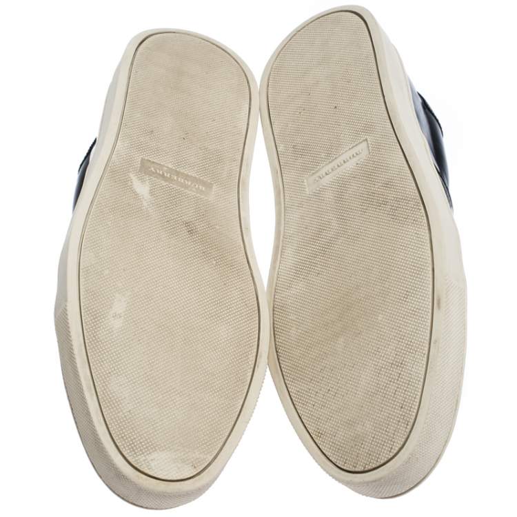 Pre Owned Burberry Black Leather Slip On Sneakers Size 43
