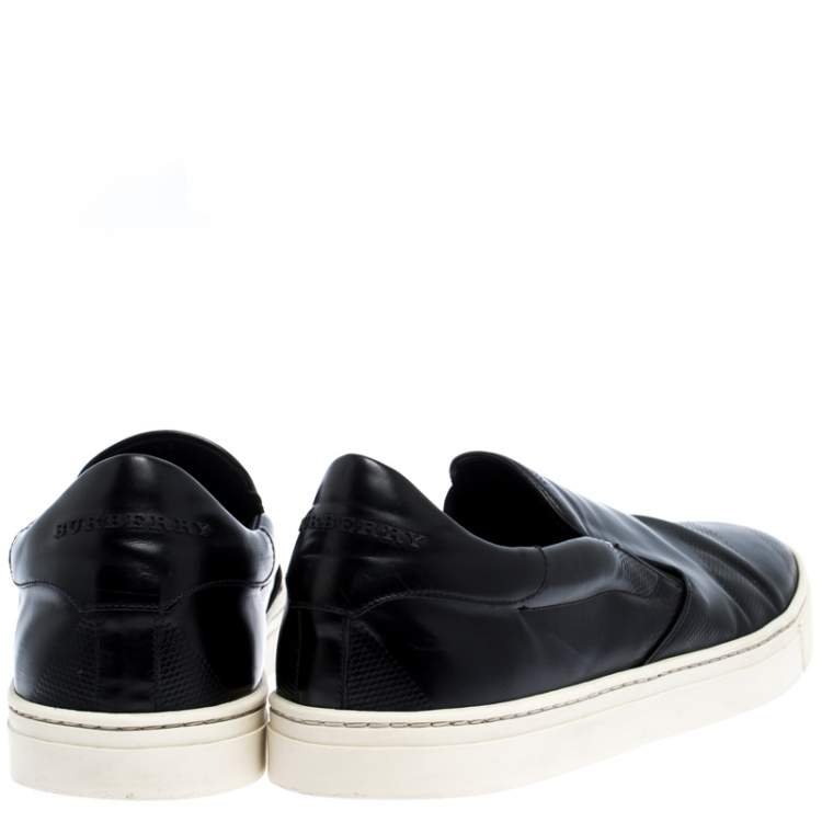Pre Owned Burberry Black Leather Slip On Sneakers Size 43