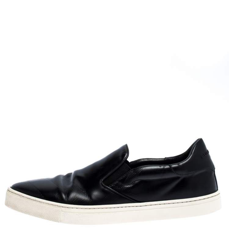 Pre Owned Burberry Black Leather Slip On Sneakers Size 43