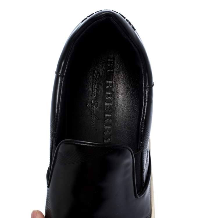 Pre Owned Burberry Black Leather Slip On Sneakers Size 43