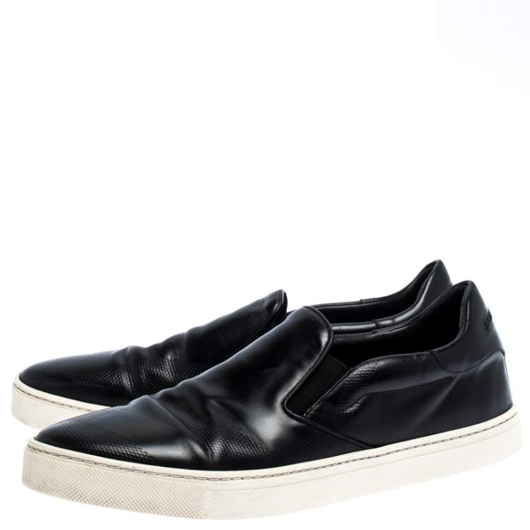 Pre Owned Burberry Black Leather Slip On Sneakers Size 43