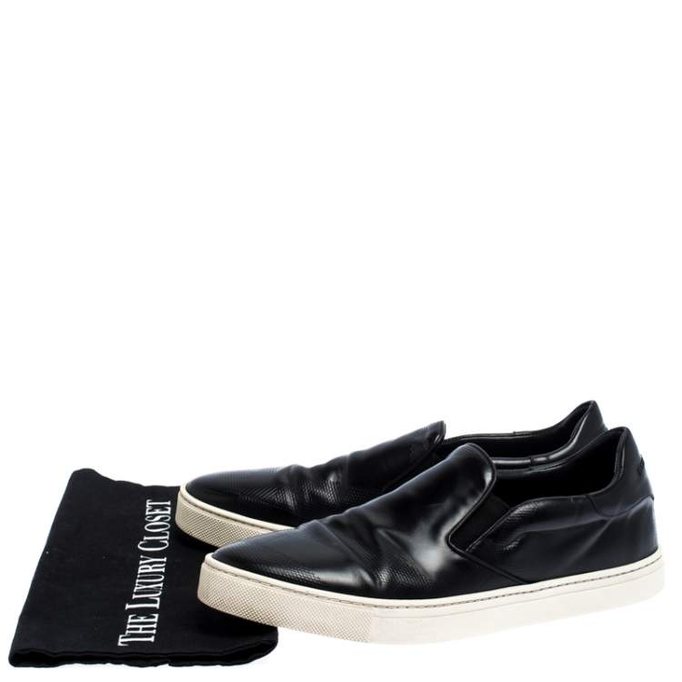 Pre Owned Burberry Black Leather Slip On Sneakers Size 43