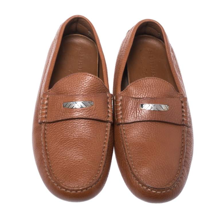 Pre Owned Burberry Brown Leather Loafers Size 42