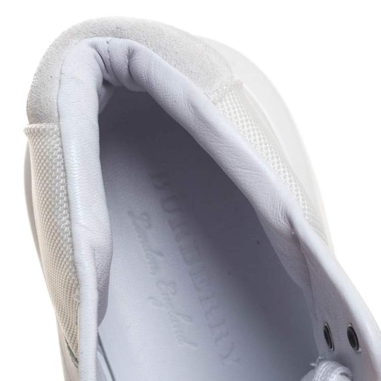 Pre Owned Burberry White Nylon, Suede and Leather Regis L High Top Sneakers Size 41