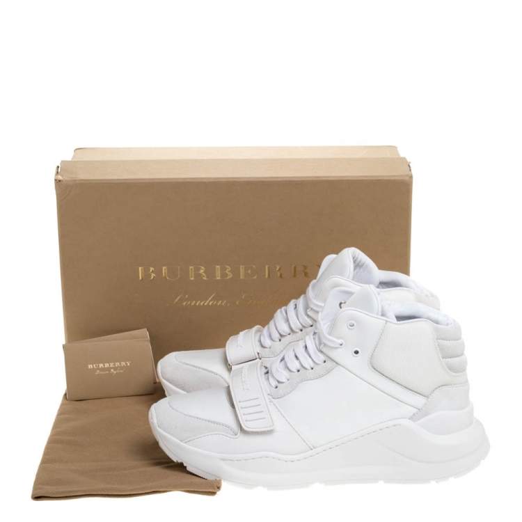 Pre Owned Burberry White Nylon, Suede and Leather Regis L High Top Sneakers Size 41