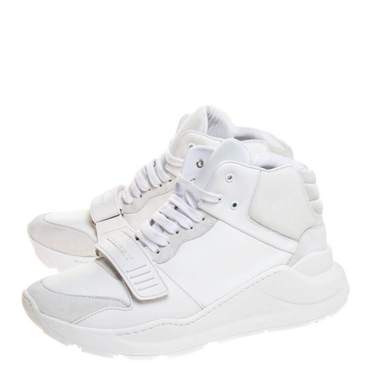 Pre Owned Burberry White Nylon, Suede and Leather Regis L High Top Sneakers Size 41