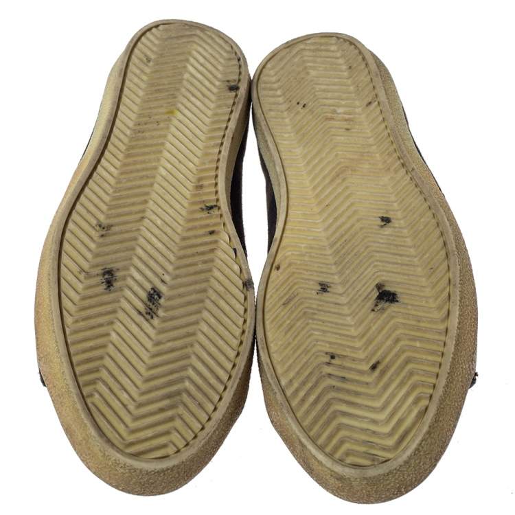 Pre Owned Burberry Brown Leather And House Check Canvas Lace Up Low Top Sneakers Size 40