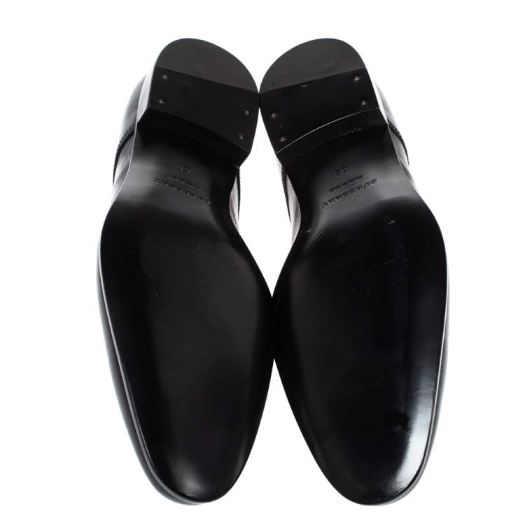 Pre Owned Burberry Black Textured Leather Lace Up Derby Size 44 