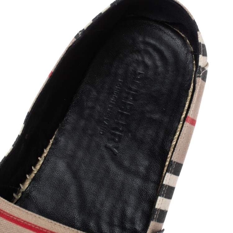 Pre Owned Burberry Beige Icon Stripe Canvas Espadrilles Flats Size 43