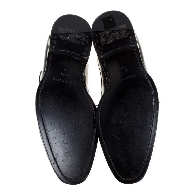 Pre Owned Burberry Black Brogue Patent Leather Lace Up Derby Size 41