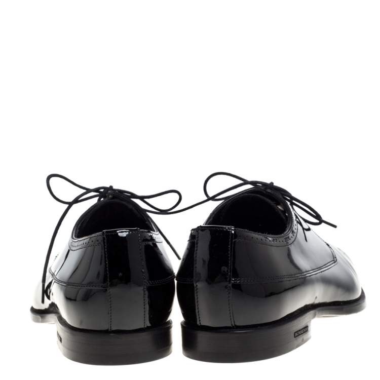 Pre Owned Burberry Black Brogue Patent Leather Lace Up Derby Size 41