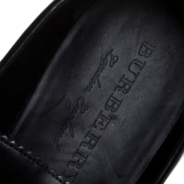 Pre Owned Burberry Black Leather Bedmont Penny Loafers Size 43.5