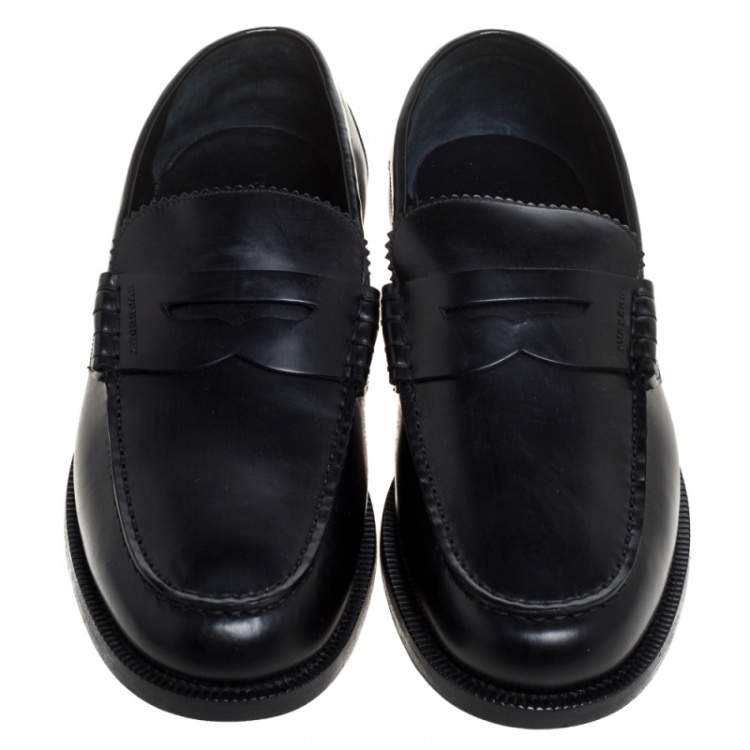 Pre Owned Burberry Black Leather Bedmont Penny Loafers Size 43.5