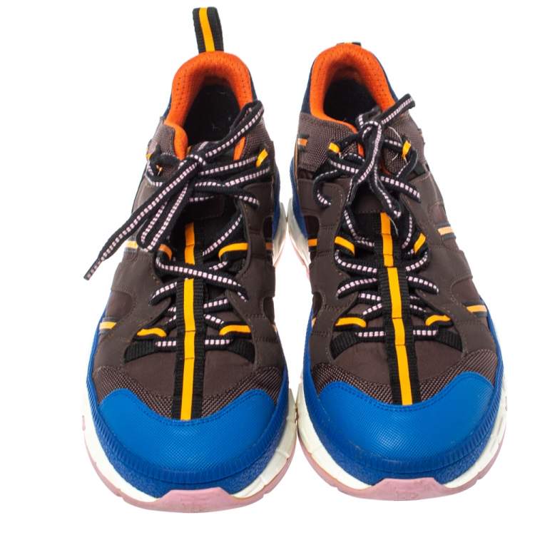 Pre Owned Burberry Multicolor Nylon and Leather Union Low Top Sneakers Size 42