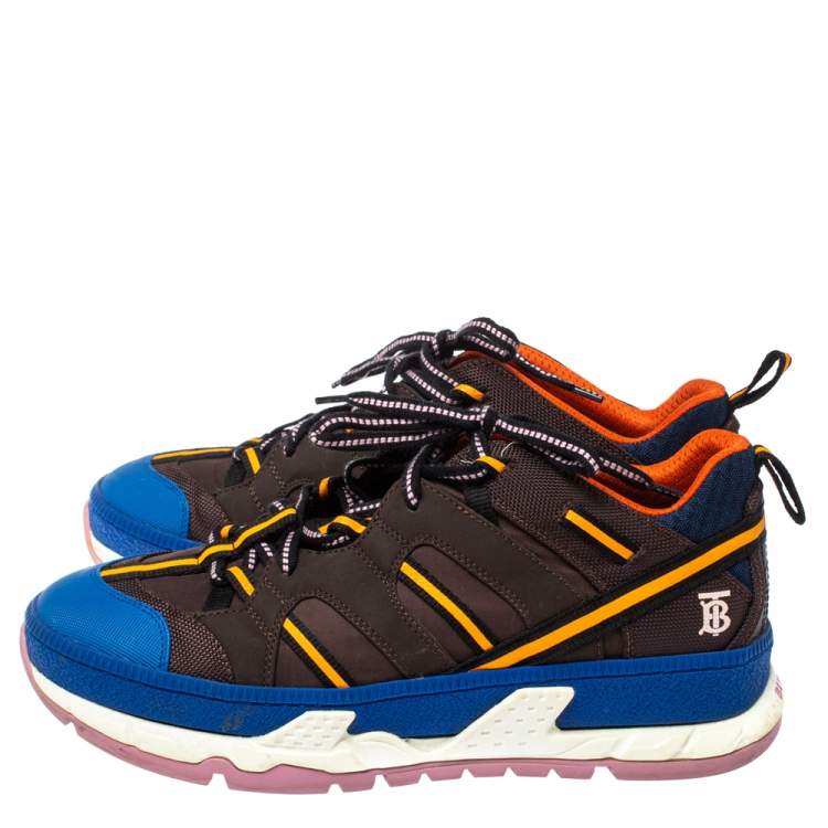 Pre Owned Burberry Multicolor Nylon and Leather Union Low Top Sneakers Size 42
