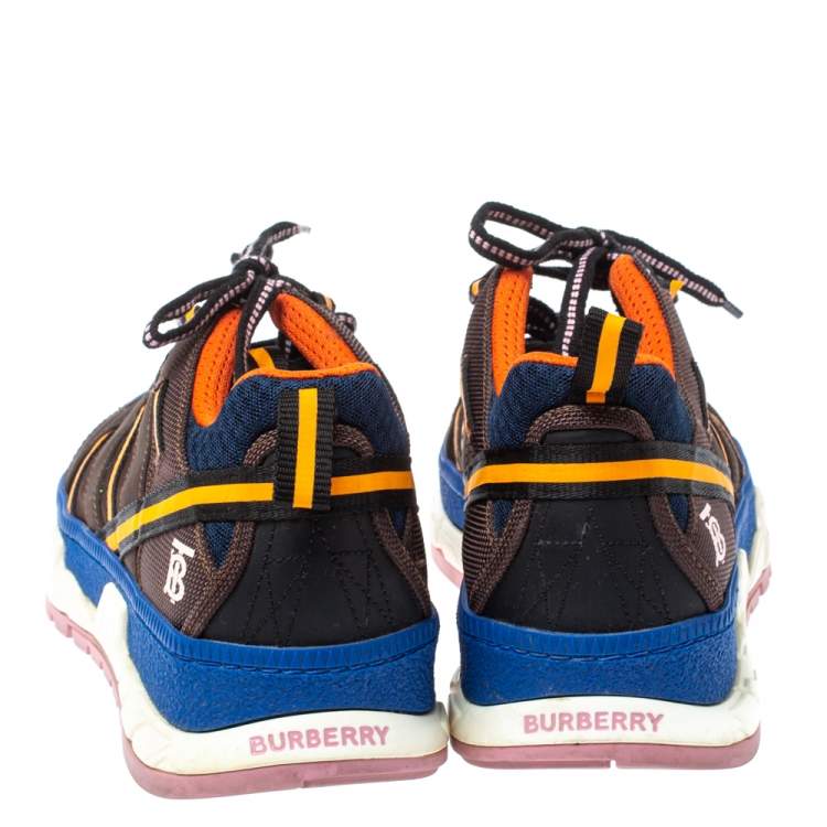 Pre Owned Burberry Multicolor Nylon and Leather Union Low Top Sneakers Size 42