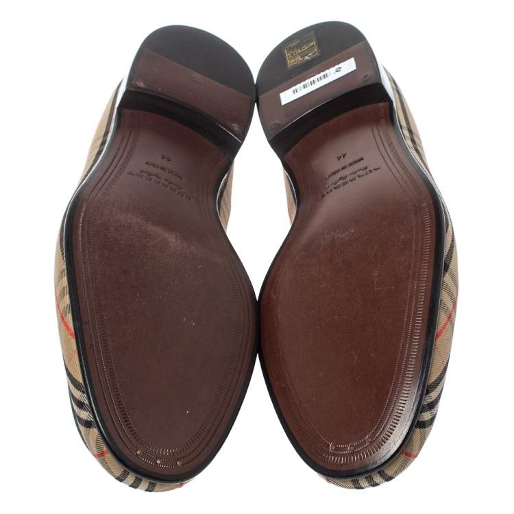 Pre Owned Burberry Multicolor Nova Check Canvas And Leather Moorley Slip On Loafers Size 44