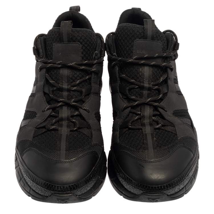 Pre Owned Burberry Black Mesh And Nubuck Leather RS5 Low Top Sneakers Size 45