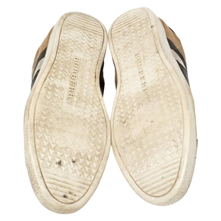Pre Owned Burberry Black House Check Canvas And Leather Sneakers Size 44
