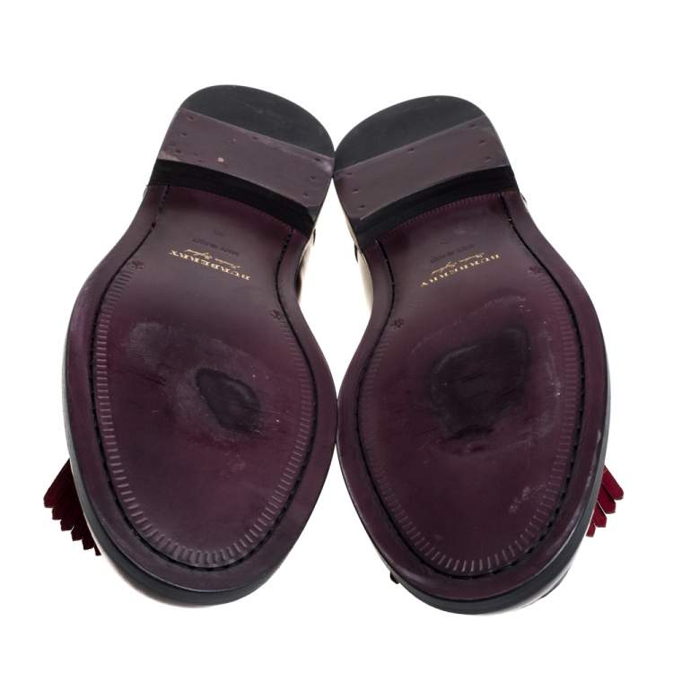 Pre Owned Burberry Burgundy Leather Slip On Bedmoore Loafers Size 45