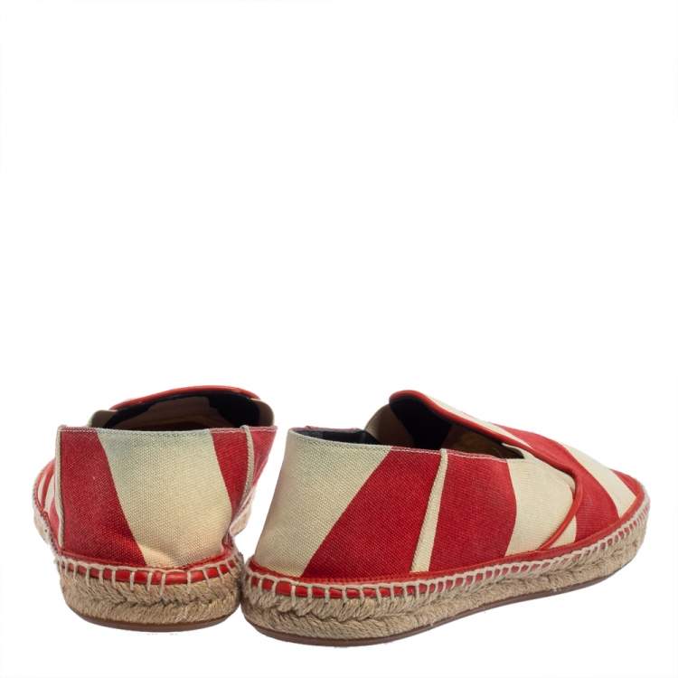 Pre Owned Burberry Two Tone Striped Canvas Hodgeson Espadrille Loafers Size 42 