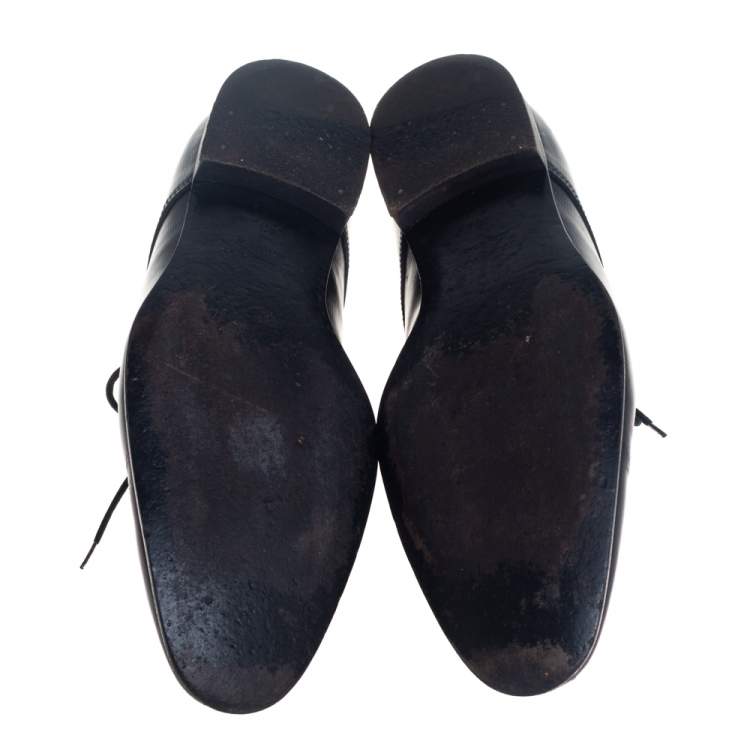 Pre Owned Burberry Black Leather Millstead Lace Up Oxfords Size 43