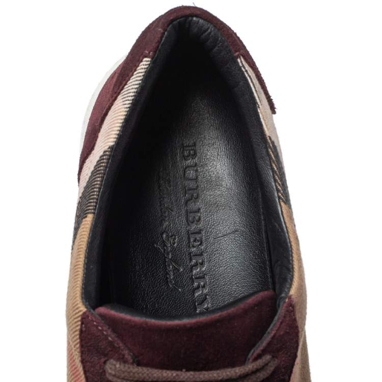 Pre Owned Burberry Brown/Beige Canvas And Suede Sneakers Size 39