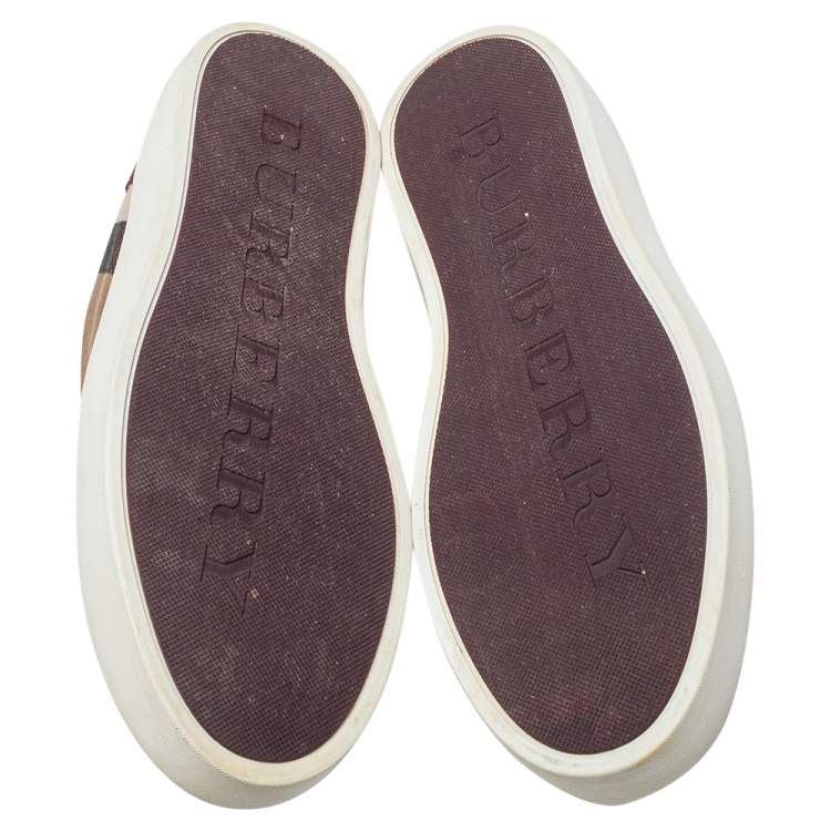 Pre Owned Burberry Brown/Beige Canvas And Suede Sneakers Size 39