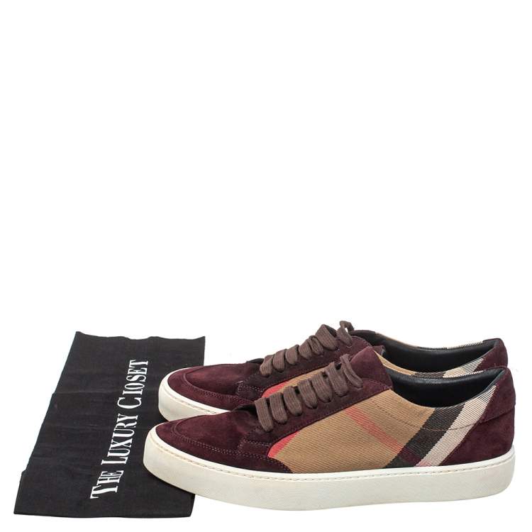 Pre Owned Burberry Brown/Beige Canvas And Suede Sneakers Size 39