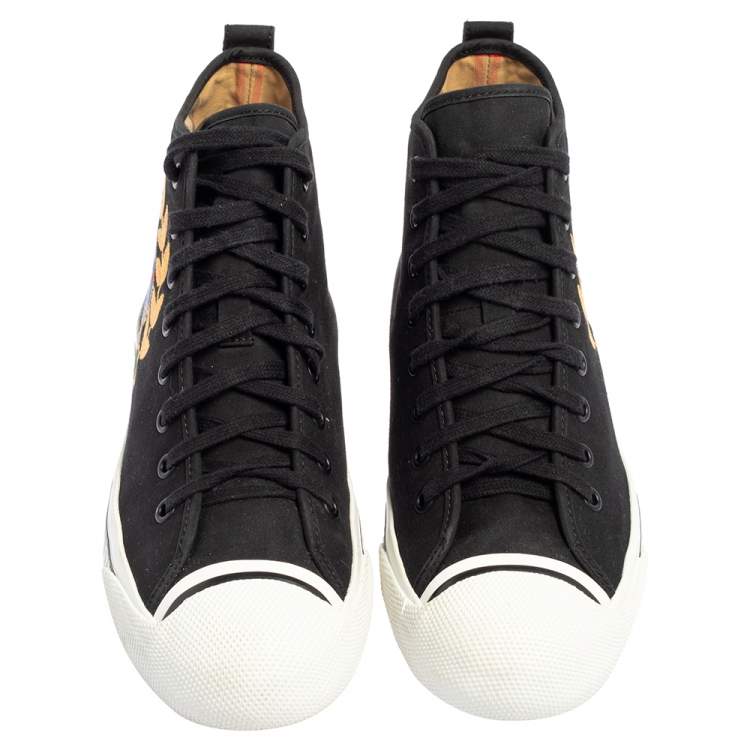 Pre Owned Burberry Black Canvas Kingly Big C High Top Sneakers Size 40