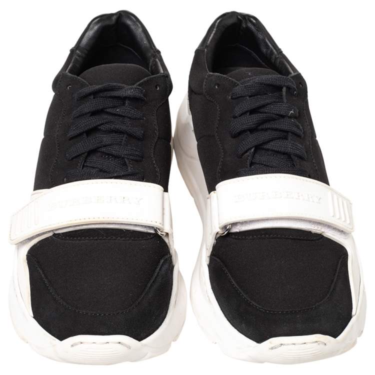 مملوكة مسبقًا Burberry Black Neoprene Ramsey Low Top Sneakers Size 40