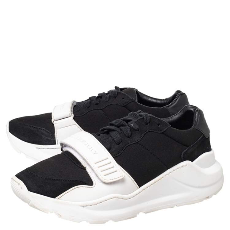 مملوكة مسبقًا Burberry Black Neoprene Ramsey Low Top Sneakers Size 40