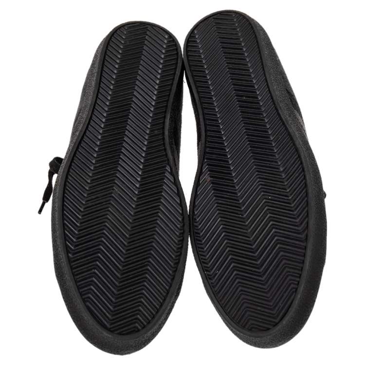 Pre Owned Burberry Black/Grey Nova Check Canvas And Leather Cap Toe Low Top Sneakers Size 43