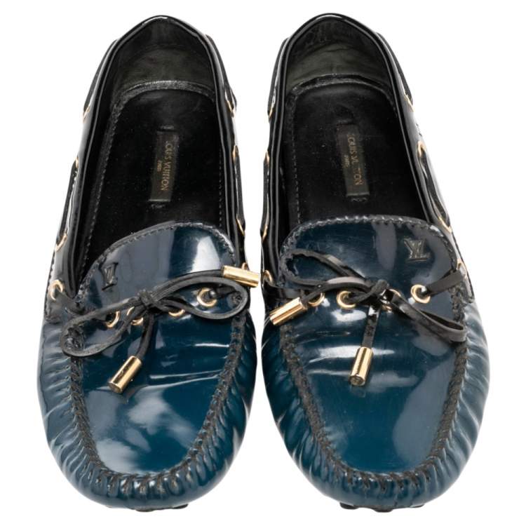 Pre Owned Louis Vuitton Two Tone Patent Leather Arizona Slip On Loafers Size 39