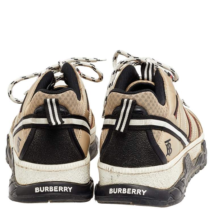 Pre Owned Burberry Beige Leather And Mesh RS5 Low Top Sneakers Size 44