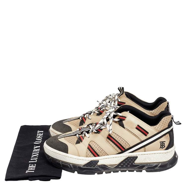 Pre Owned Burberry Beige Leather And Mesh RS5 Low Top Sneakers Size 44