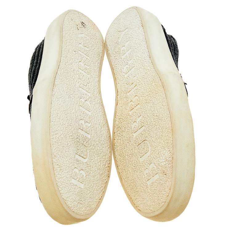 Pre Owned Burberry Black Woven Raffia Slip On Sneakers Size 41