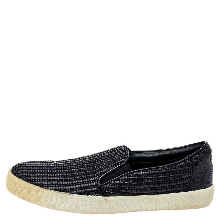Pre Owned Burberry Black Woven Raffia Slip On Sneakers Size 41